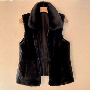 Liz Claiborne Faux Fur Reversible Vest, Faux Mink Look, Reverse is Sporty, MED.